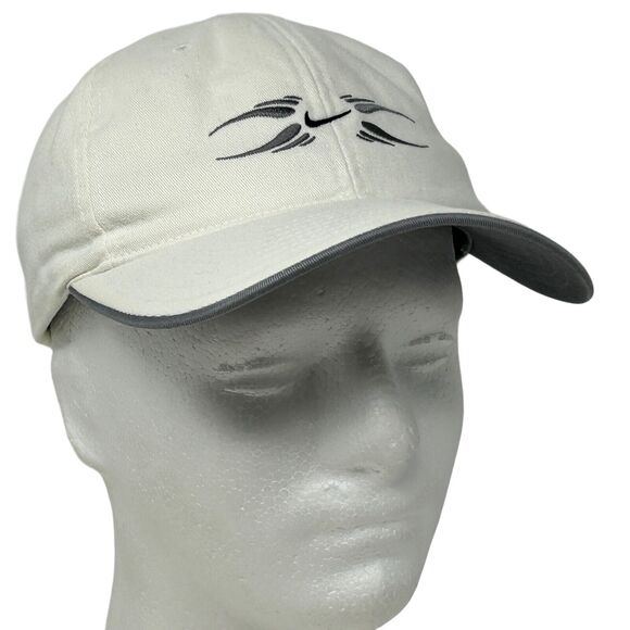 Vintage Nike Swoosh Logo Hat Cap White Y2Ks 2000s Strapback 6 Panel - Picture 1 of 11